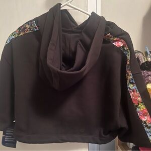 Black Champion Hoodie with Floral Stripes